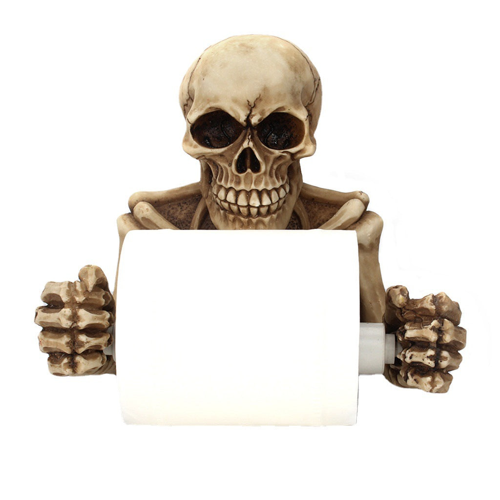 Wall-Mounted Resin Skull Paper Roll Holder