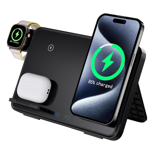 3-in-1 Wireless Charging Pad – 15W Fast Charger for iPhone, Apple Watch, AirPods & Samsung