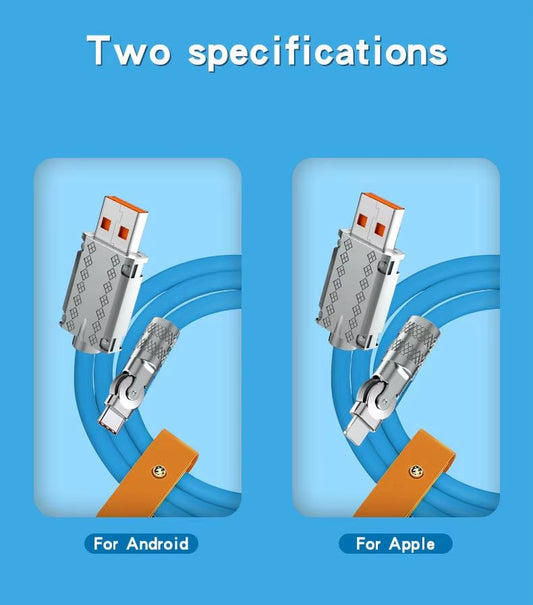1m Rotatable Fast-Charging Cable with Type-C and iPhone Options