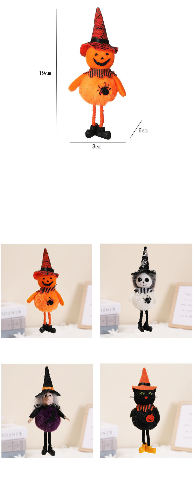 Fabric Halloween Hanging Ornaments, 4 Designs