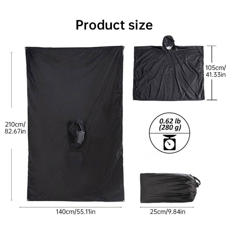 3-in-1 Waterproof Hooded Rain Poncho – Multi-Use Raincoat, Shelter & Sleeping Bag Cover