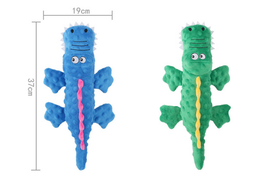 Crocodile Plush Squeaky & Crinkle Dog Toy – Bumpy Texture, BB Squeaker, Crinkle Legs | Soft Chew & Squeak | Dogs | Blue, Green & Purple