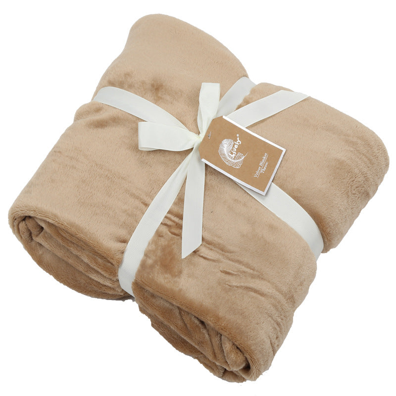 Thick Flannel Throw Blanket – Soft Single Nap Blanket for Office, Sofa & Home