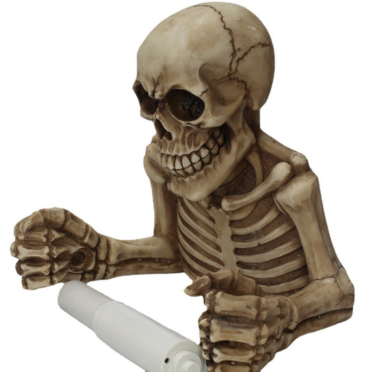 Wall-Mounted Resin Skull Paper Roll Holder