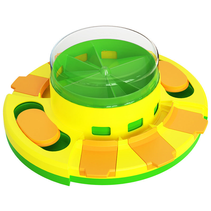Dog Puzzle Slow Feeder Toy – Spinning Roulette & Sliding Tile Treat Dispenser | Mental Enrichment | Dogs & Cats | Lake Blue & Green
