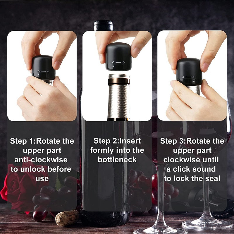 Food-Grade Silicone Wine & Champagne Bottle Stopper – 7-Day Freshness Seal | Lock Mechanism | Gift Box