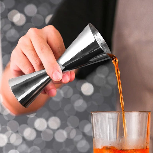 Stainless Steel Dual-Head Cocktail Jigger – Gold Ring Hourglass Measuring Cup