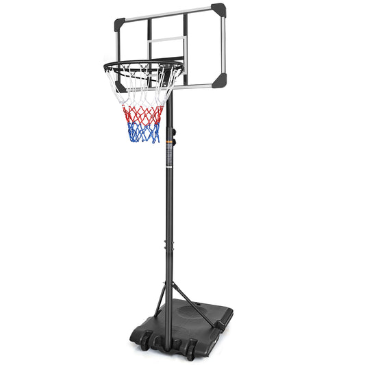 Portable Adjustable Basketball Hoop with 28-Inch Backboard and Wheels