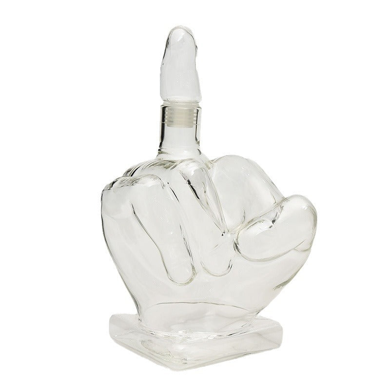 Middle Finger Whiskey Decanter – 1000ml Novelty Glass Decanter | Funny Gag Gift for Whiskey & Wine Lovers
