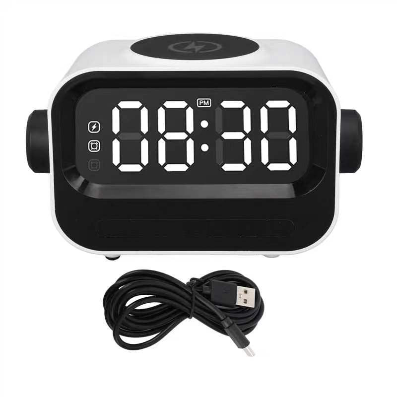 Bluetooth Speaker Alarm Clock with 15W Wireless Charging & Voice-Controlled Light