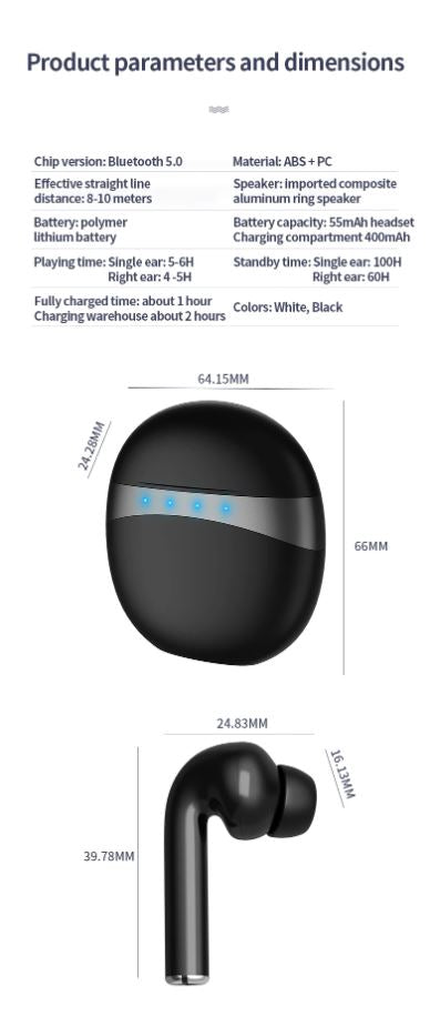 M19 TWS Wireless Bluetooth 5.0 Earbuds – Touch Control Stereo Bass Headset