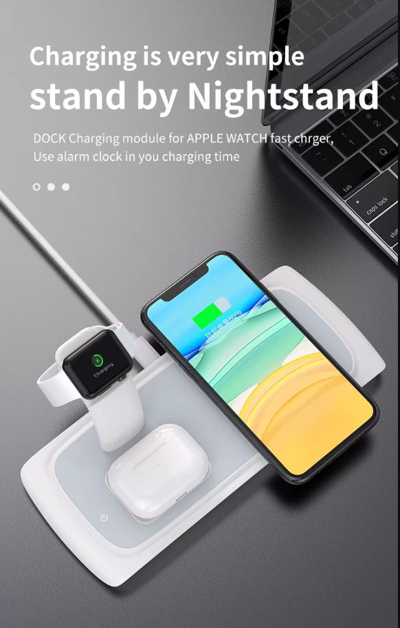 3-in-1 15W Wireless Charging Station for Phone, Watch and AirPods