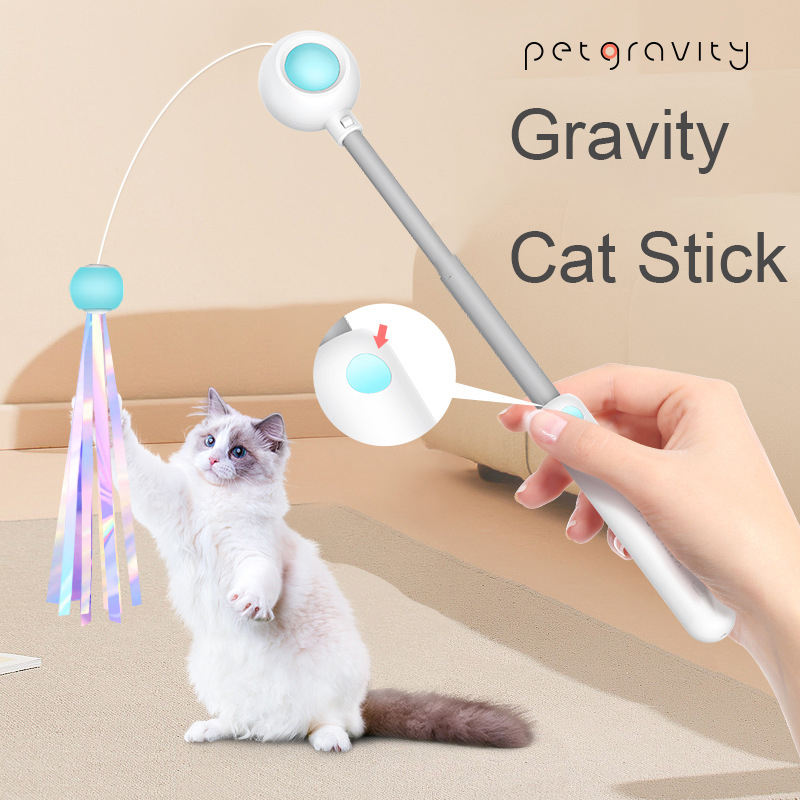 2-in-1 Telescoping Cat Wand Toy – Laser Ball Head, 100cm Feather & Ribbon Teaser, Catnip-Compatible | Cats & Kittens | Pink & Blue