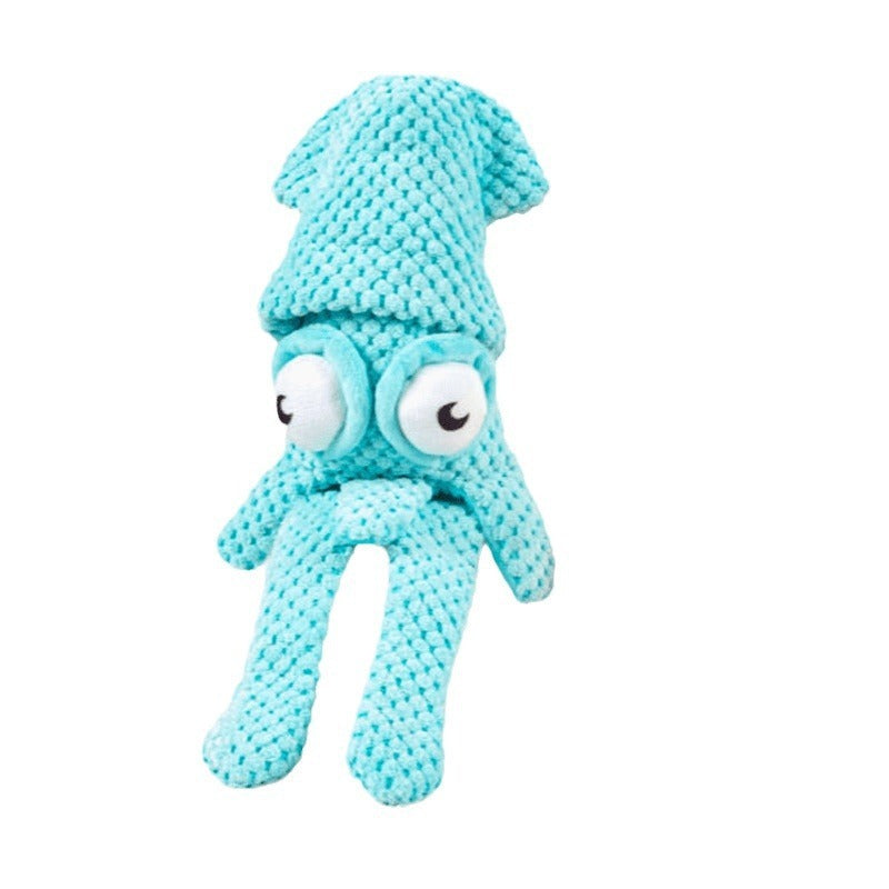 Big-Eyed Squid Plush Squeaky Dog Toy – Large Waffle-Knit Plush, Googly Eyes, Built-In Squeaker | Chew, Cuddle & Squeak | Dogs