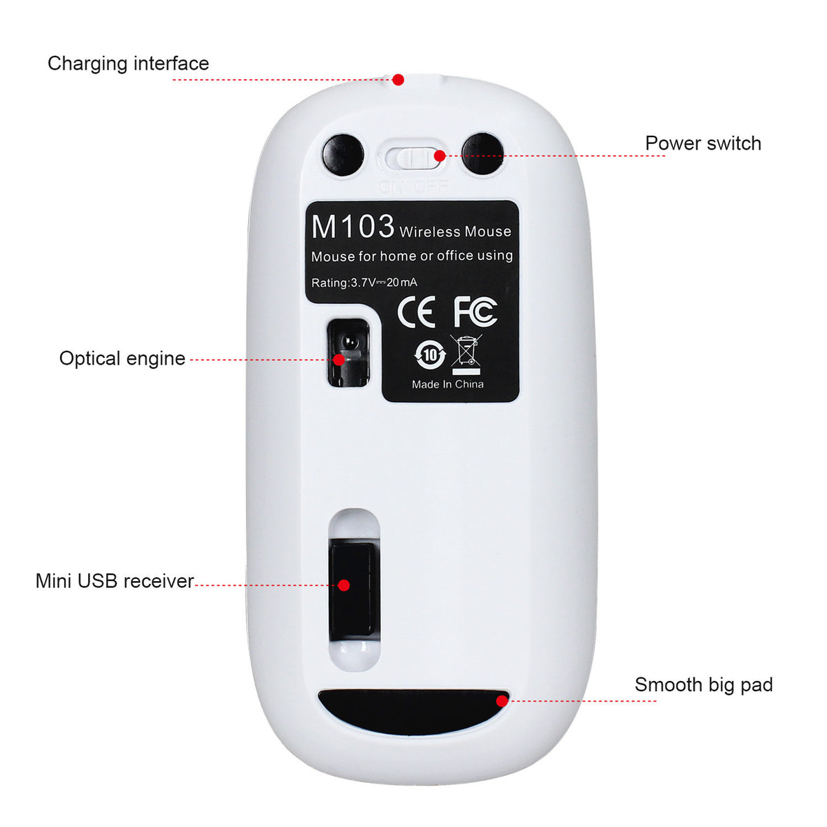 Rechargeable 2.4G Wireless Mouse with Silent Clicks