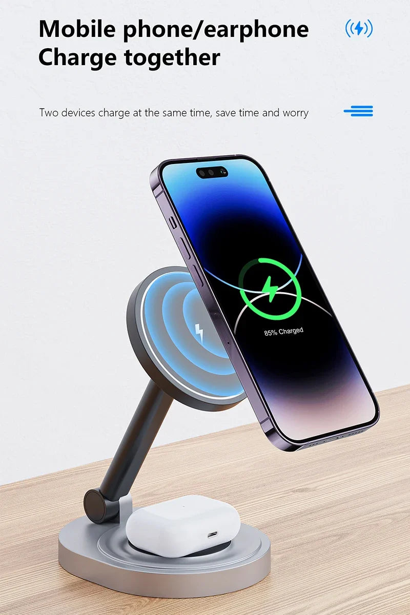 3-in-1 Magnetic Wireless Charging Stand for Phone, Watch and Earbuds