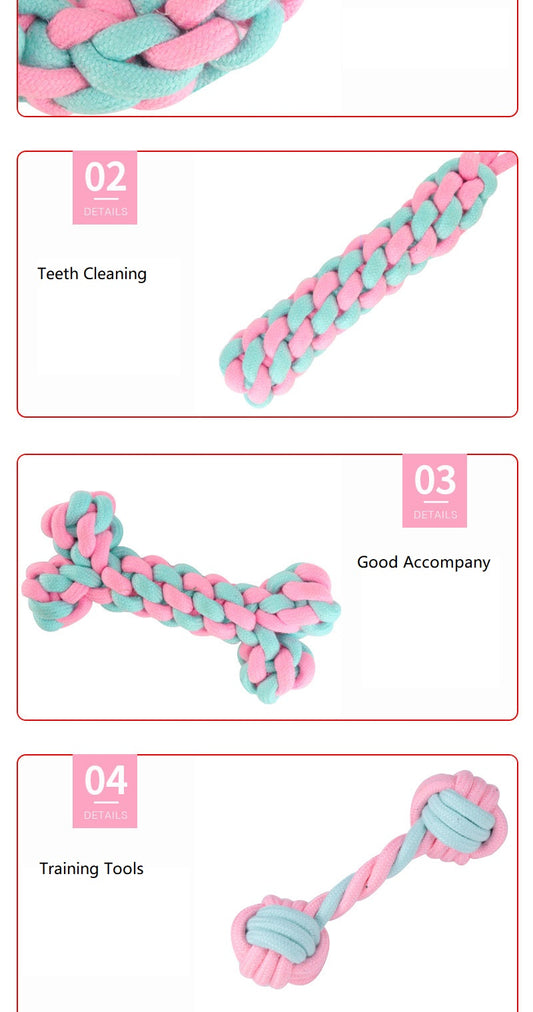 Braided Cotton Rope Dog Toy Set – Knot Balls, Tug Ropes & Dumbbell Knots | Chew, Molar & Tug-of-War | Dogs | 4, 6 & 12 Piece