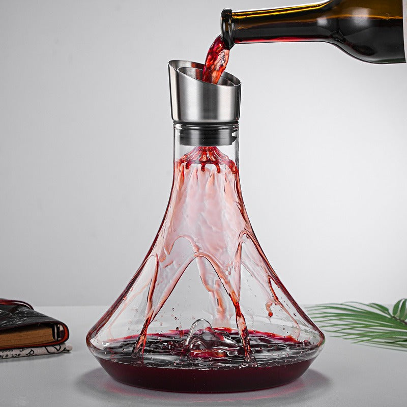 1000ml Wine Decanter with Built-In Aerator & Stainless Steel Pourer – Waterfall Cascade Aerating Carafe | High Borosilicate Glass