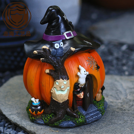20 cm Halloween Pumpkin House Resin Decoration