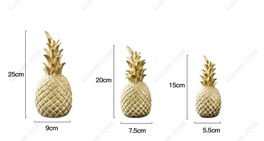 Resin Pineapple Figurine | Gold Crown Home Decor Sculpture | 3 Colors, 3 Sizes