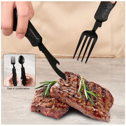 Detachable Folding Stainless Steel Camping Cutlery Set, Knife Fork Spoon
