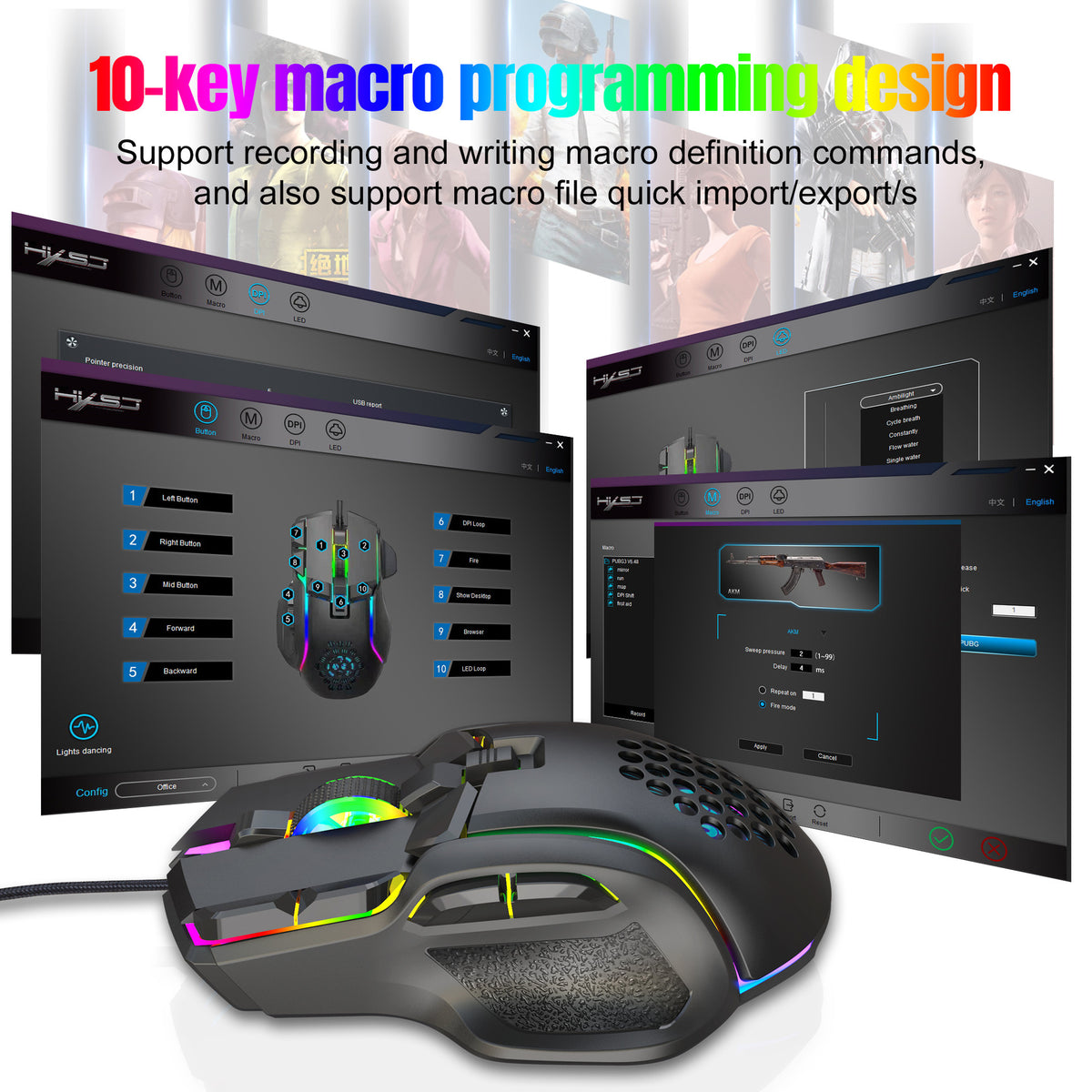 S700 10-Key Programmable RGB Gaming Mouse