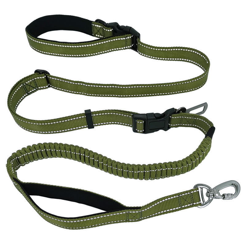 6-in-1 Hands-Free Dog Leash – Bungee Shock Absorber, Reflective, Padded Handle | Running, Jogging & Walking | 4 Colors