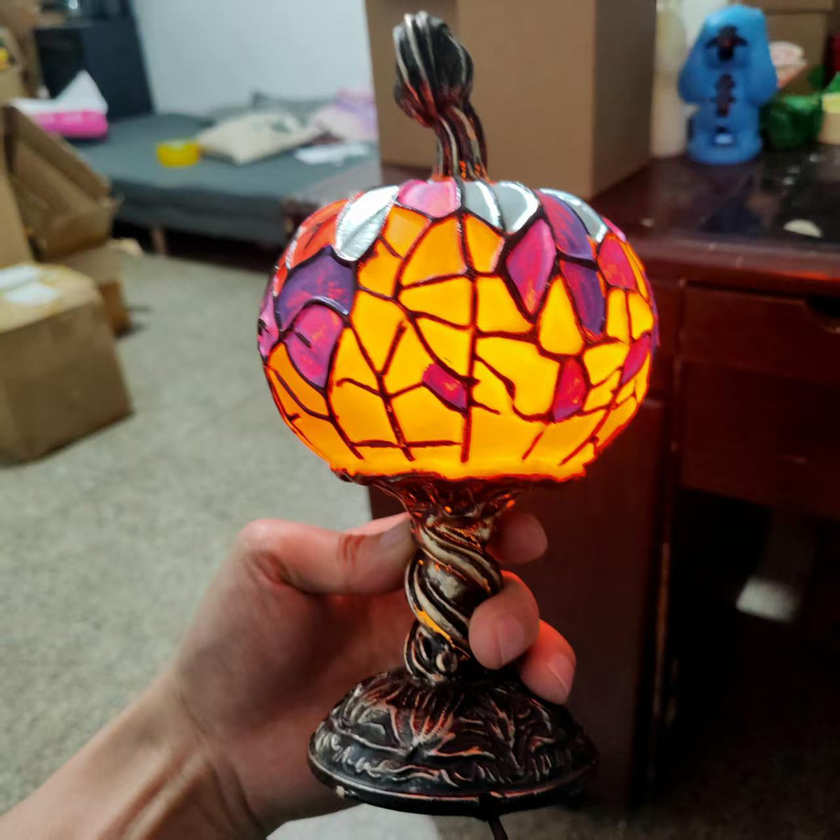 Halloween Glowing Pumpkin Resin Table Lamp