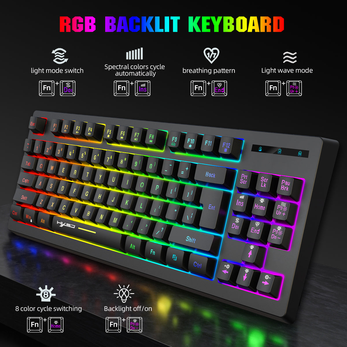 L100 87-Key 2.4G Wireless RGB Membrane Keyboard