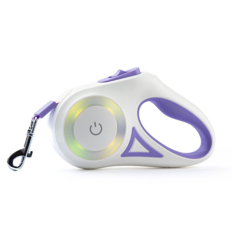 LED Glow Retractable Dog Leash – Built-In Ring Light, One-Button Brake, 3M or 5M | 3 Colors