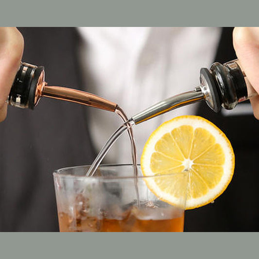 Copper-Plated Stainless Steel Wine & Spirit Speed Pourer – Drip-Free Bottle Spout with Rubber Stopper | Bartender Tool