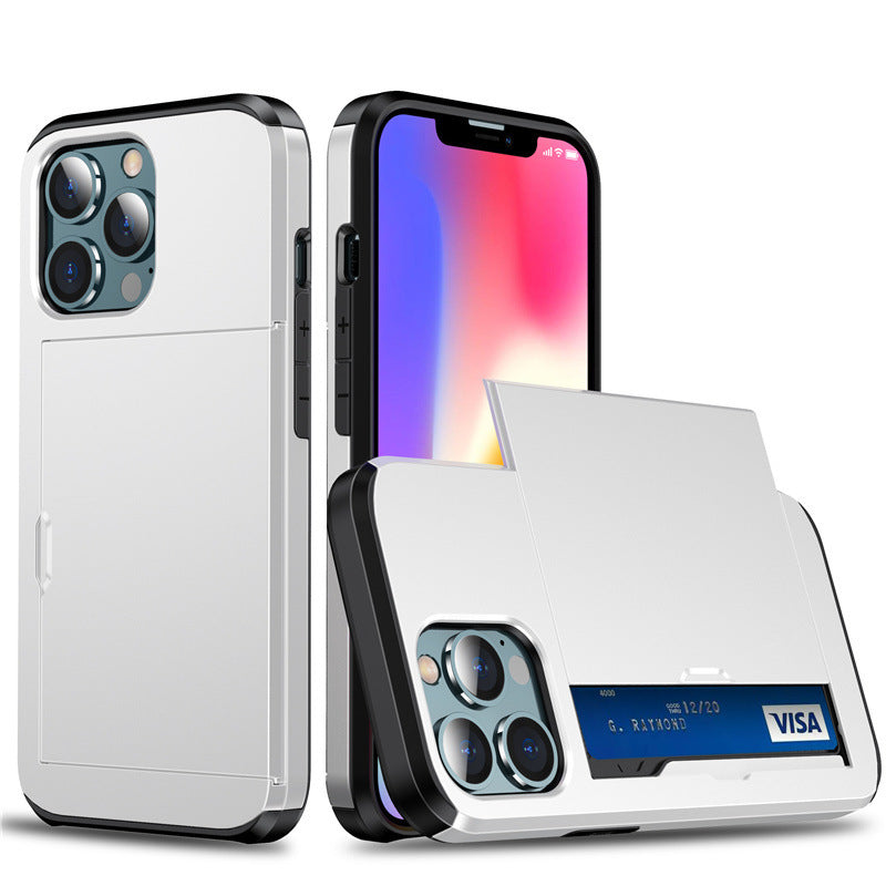 PC Slide Card Holder Case for iPhone 12–17 Models