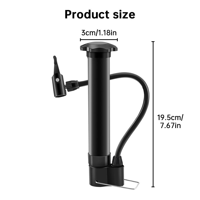 Portable Manual Bike Pump – Schrader Valve, 80 PSI, Lightweight for Road & MTB