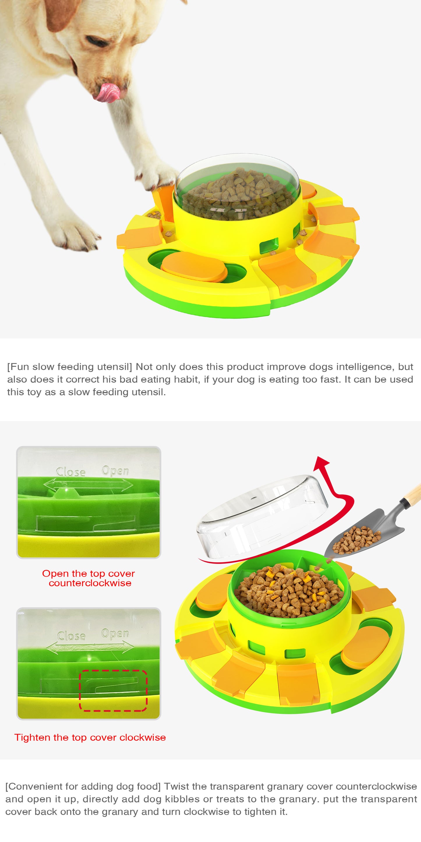 Dog Puzzle Slow Feeder Toy – Spinning Roulette & Sliding Tile Treat Dispenser | Mental Enrichment | Dogs & Cats | Lake Blue & Green