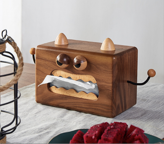 Small Monster Wooden Tissue Box Holder