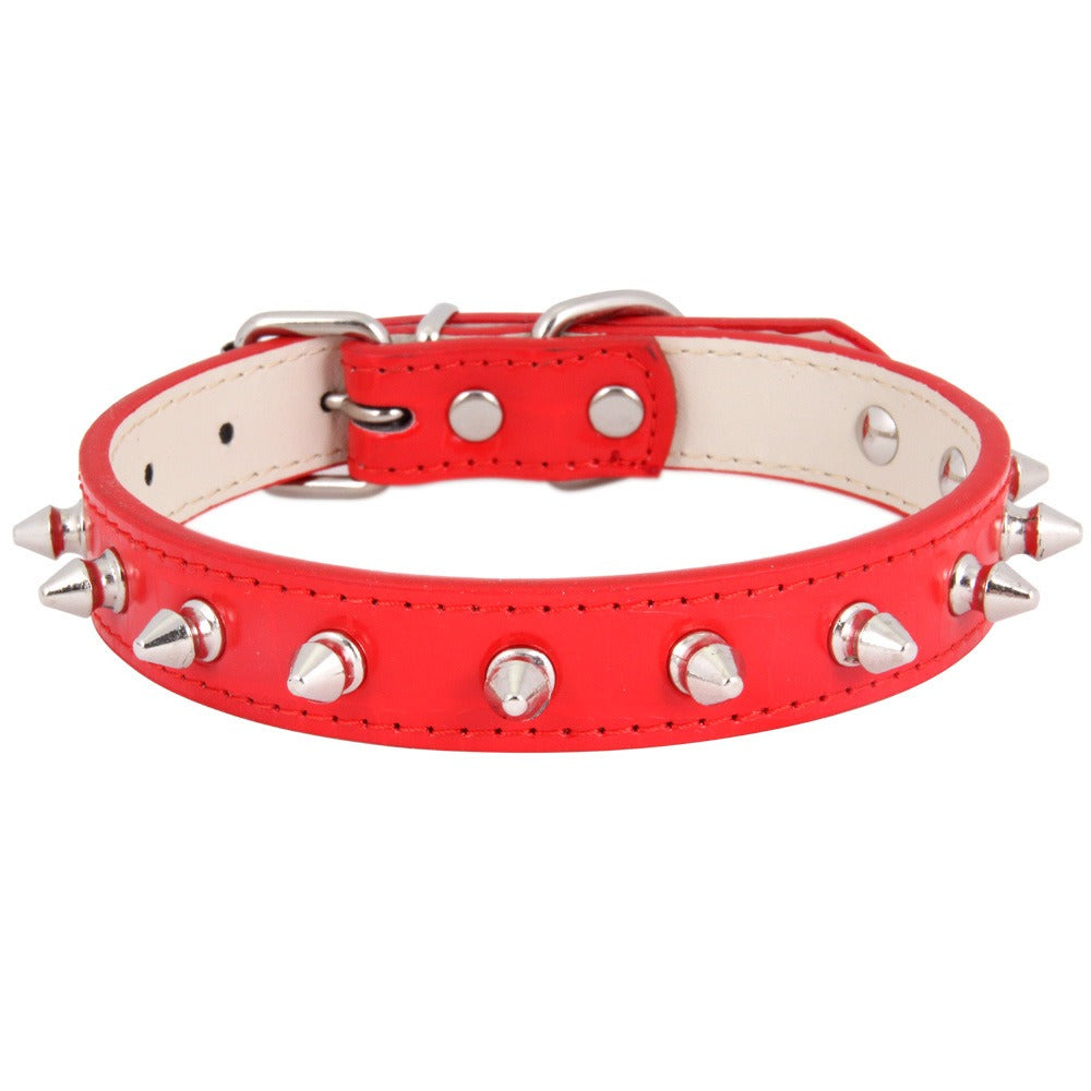 Spiked Leather Pet Collar with Silver Cone Studs – Adjustable, Soft-Lined | Dogs & Cats | XS–L | 4 Colors