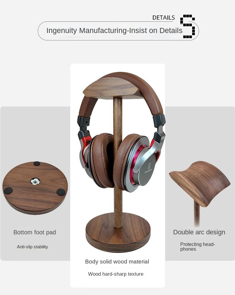KOF Pattern Solid Wood Headphone Stand for Over-Ear Headphones