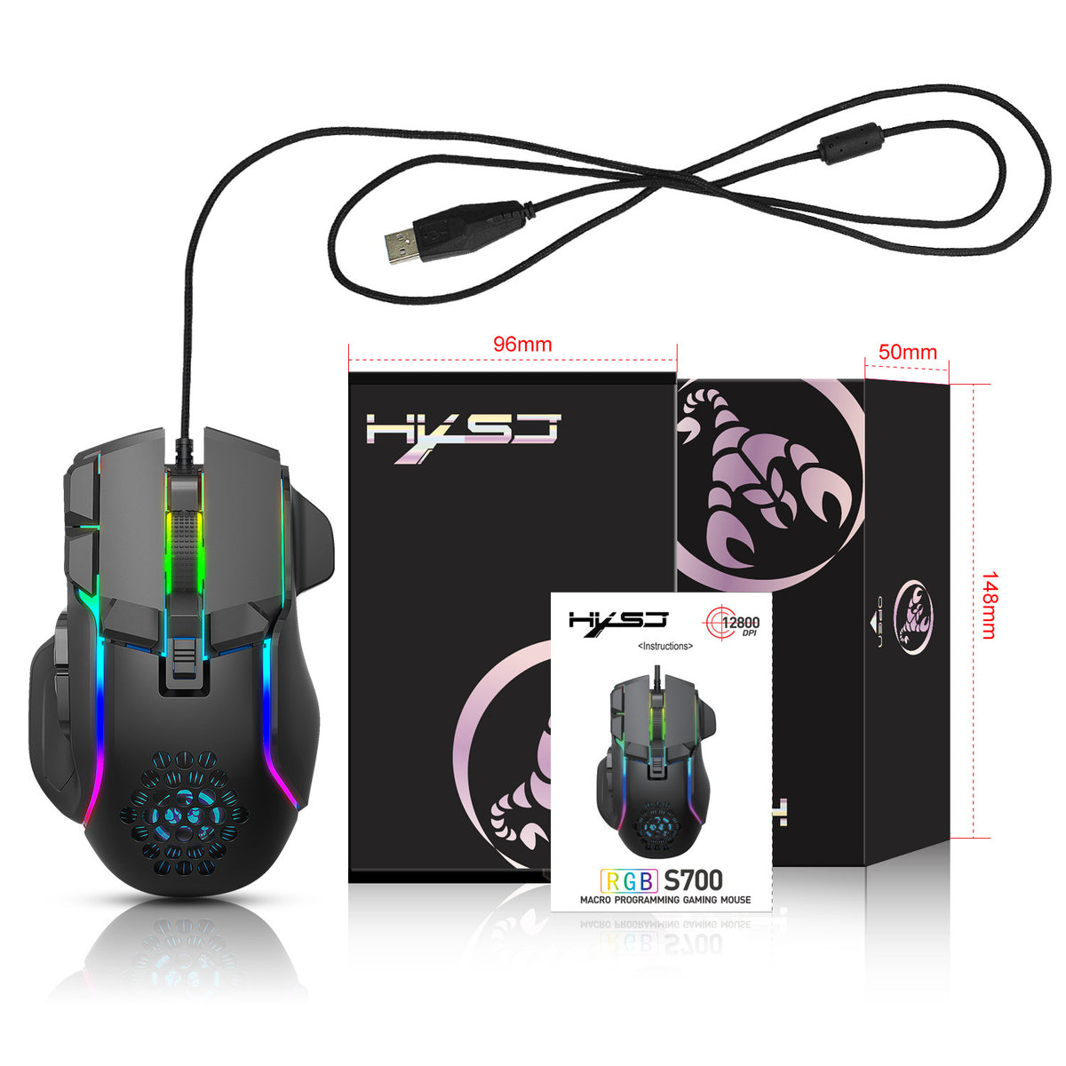 S700 10-Key Programmable RGB Gaming Mouse