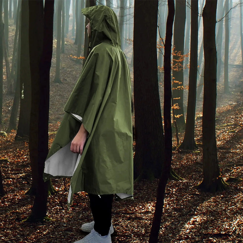 3-in-1 Waterproof Hooded Rain Poncho – Multi-Use Raincoat, Shelter & Sleeping Bag Cover