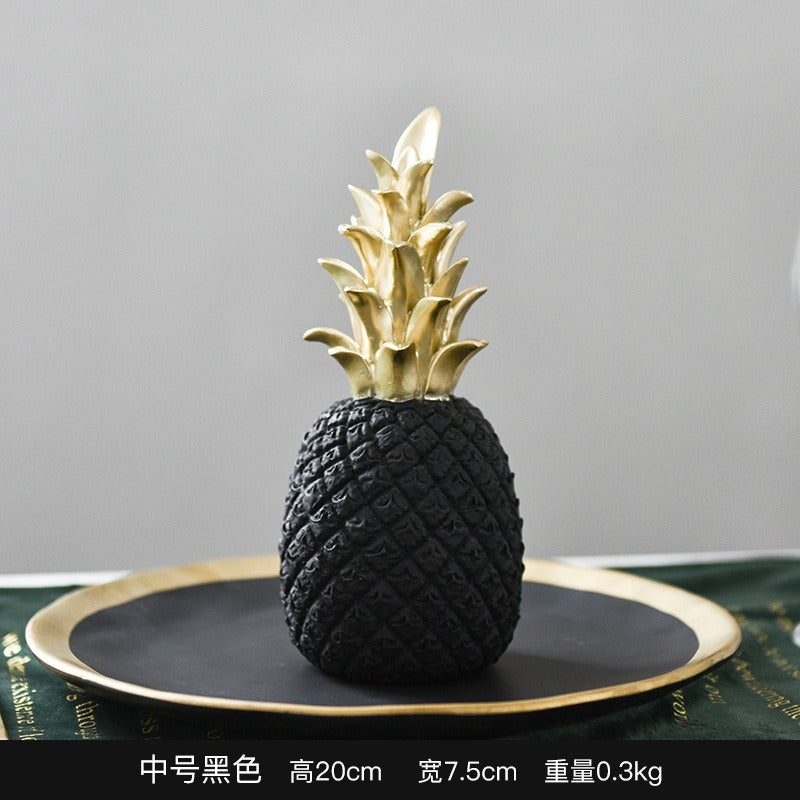 Resin Pineapple Figurine | Gold Crown Home Decor Sculpture | 3 Colors, 3 Sizes