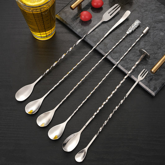 Stainless Steel Teardrop Bar Spoon – Threaded Cocktail Stirring Spoon