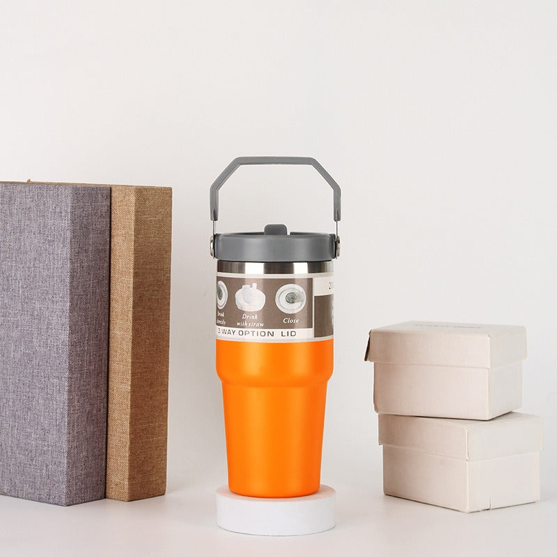 20oz/30oz Insulated Stainless Steel Car Cup with Handle & Lid – Vacuum Travel Tumbler