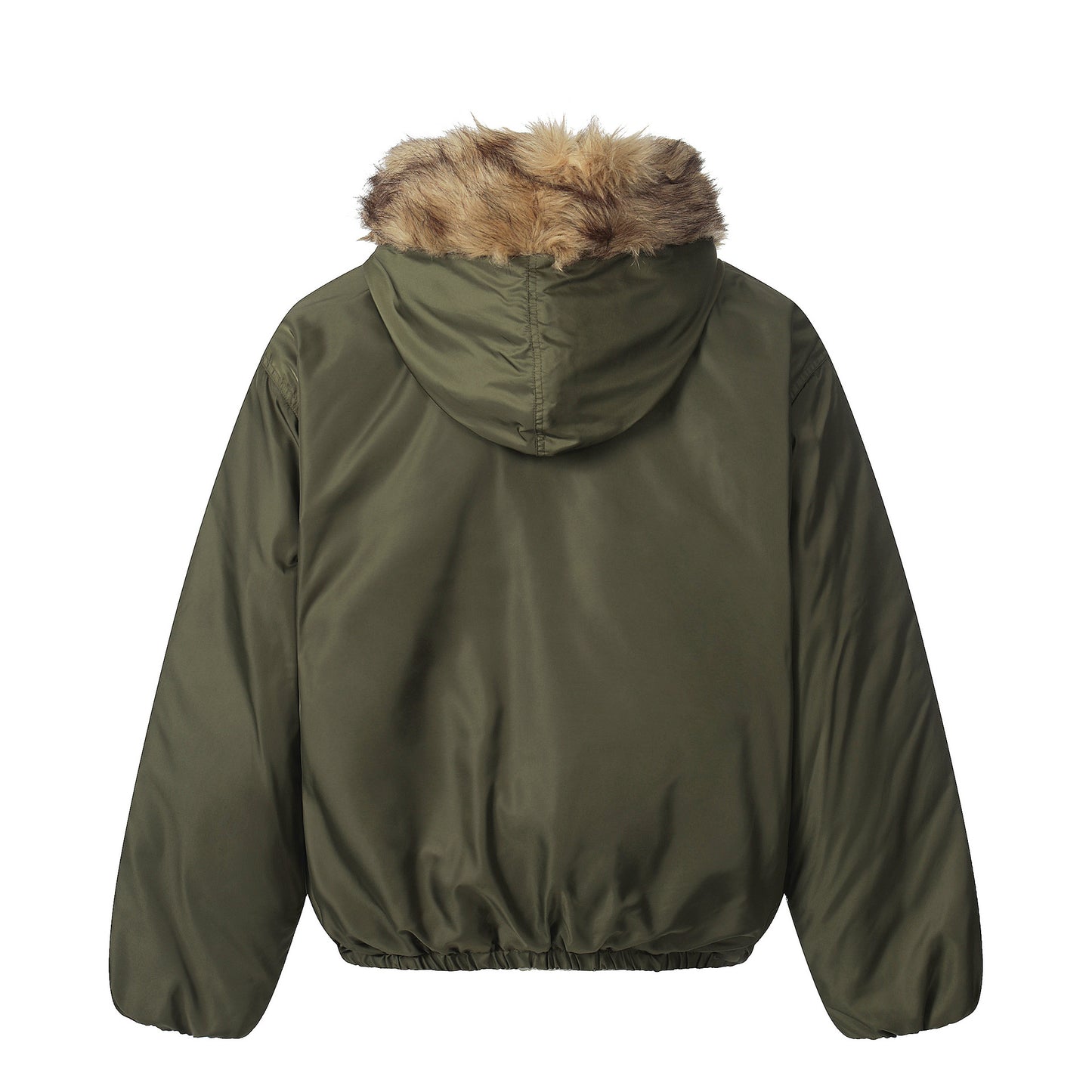 Oversized Faux Fur Trim Hooded Jacket