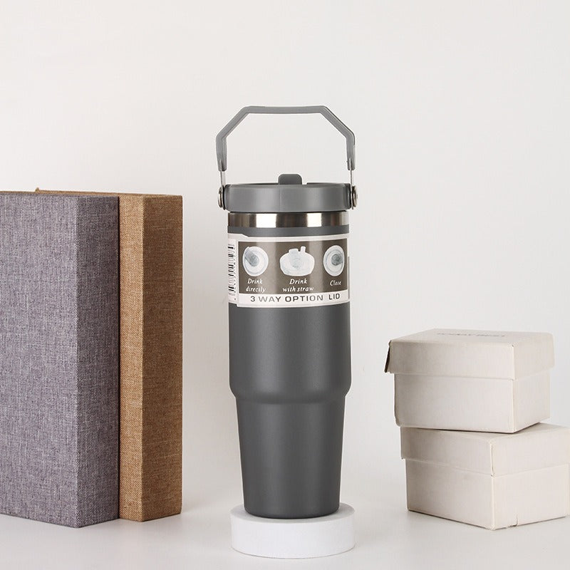 20oz/30oz Insulated Stainless Steel Car Cup with Handle & Lid – Vacuum Travel Tumbler
