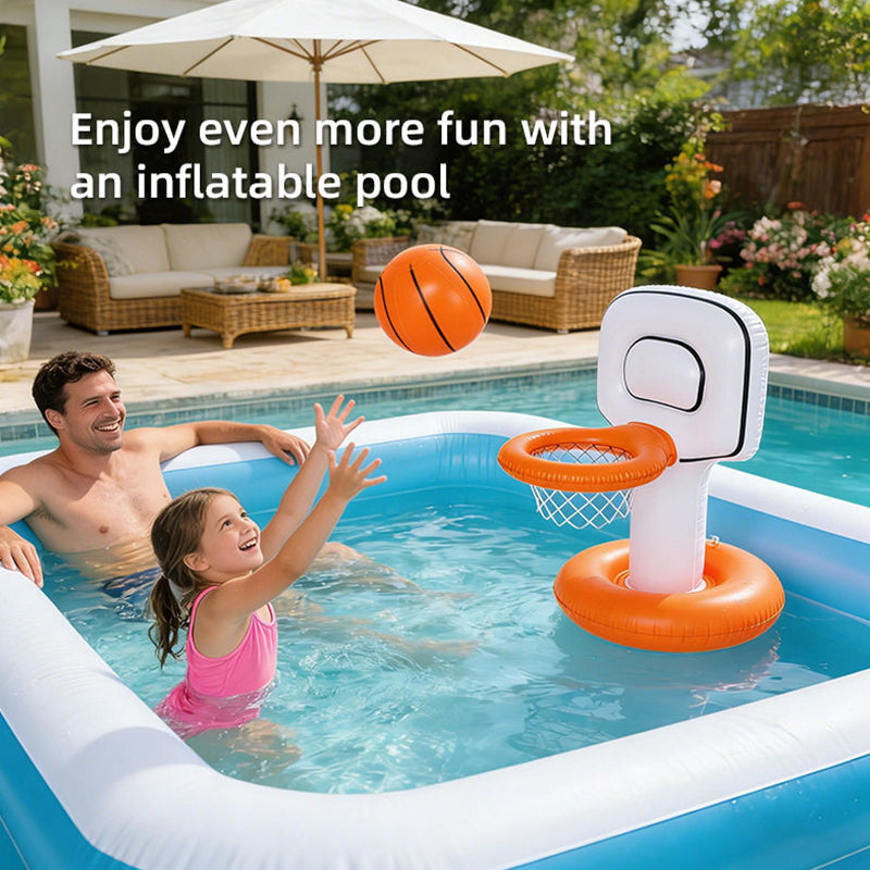 Floating Inflatable Pool Basketball Hoop Set with Mini Ball