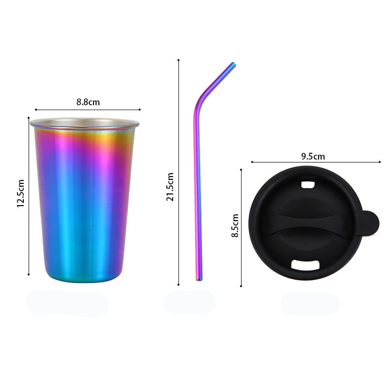 500ml Stainless Steel Tumbler with Metal Straw & Lid – Reusable Coffee, Camping & Travel Mug
