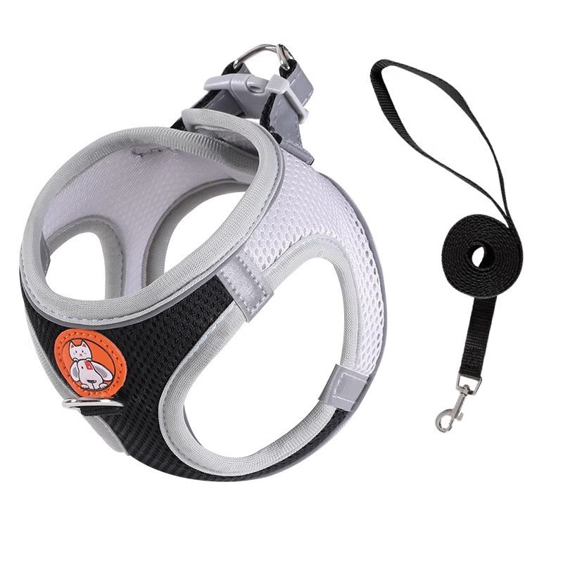 Soft Mesh Pet Harness & Leash Set – Reflective, Breathable, Anti-Escape | Small Dogs & Cats | S–L | 5 Colors