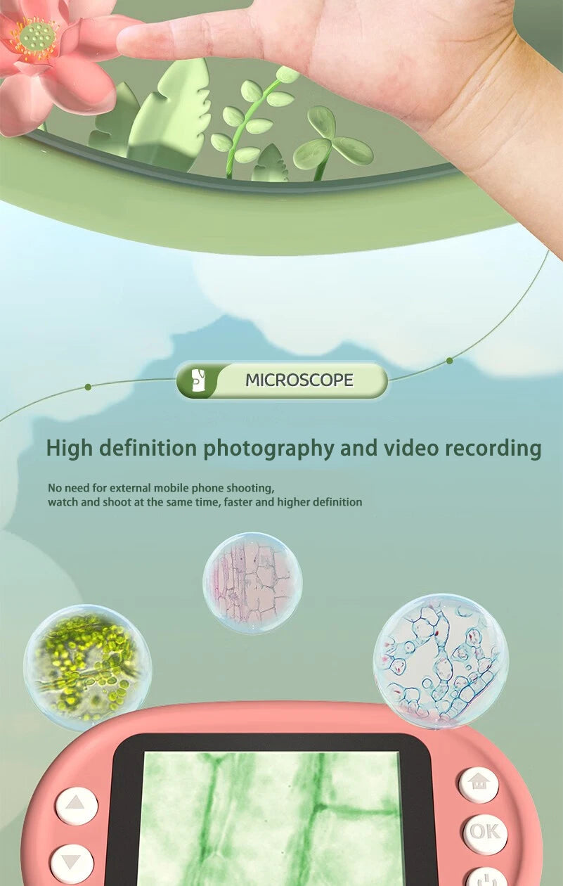 Pocket Handheld LED Microscope with Display and Memory Card