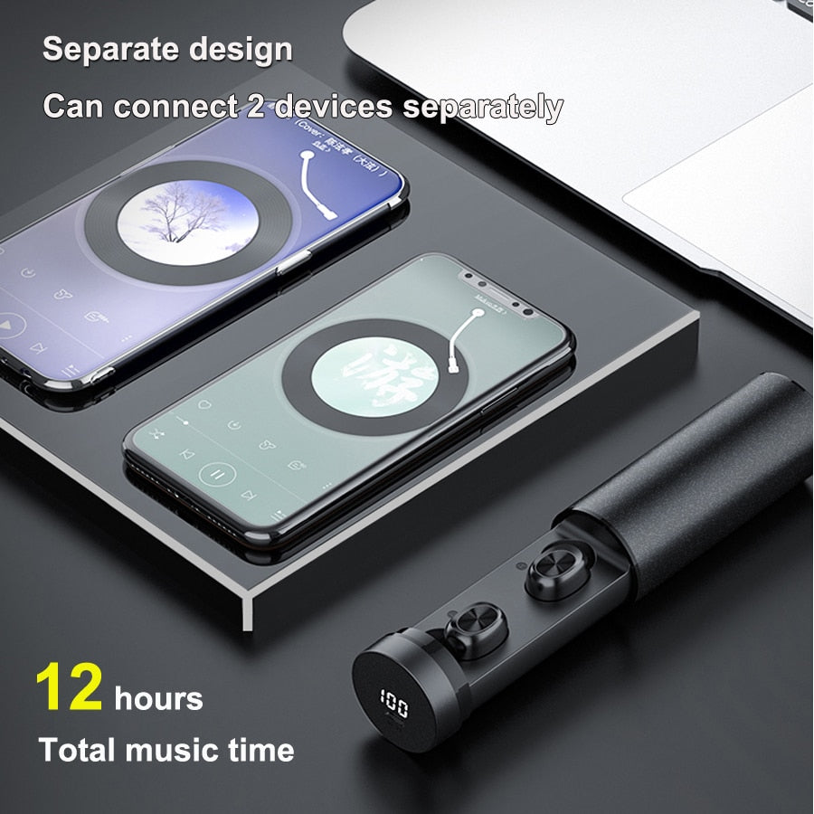 B9 Bluetooth 5.0 Wireless Earbuds with Touch Controls and Charging Case