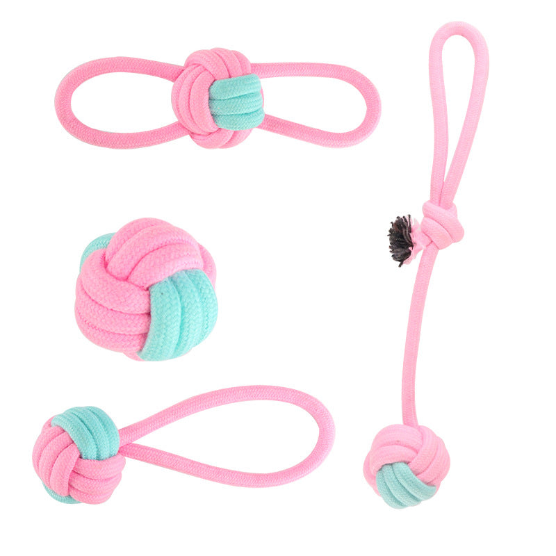 Braided Cotton Rope Dog Toy Set – Knot Balls, Tug Ropes & Dumbbell Knots | Chew, Molar & Tug-of-War | Dogs | 4, 6 & 12 Piece